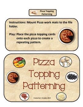 Pizza Toppings Patterning File Folder Activity By Mrs Zs Busy Bees