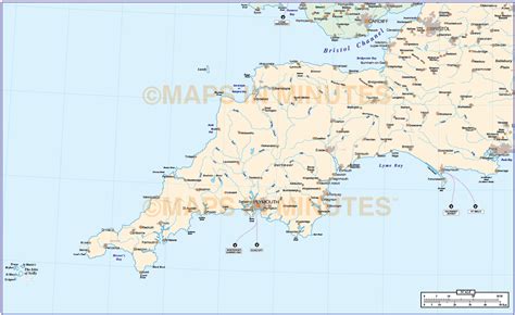 Digital Vector South West England Basic Map In Illustrator CS And