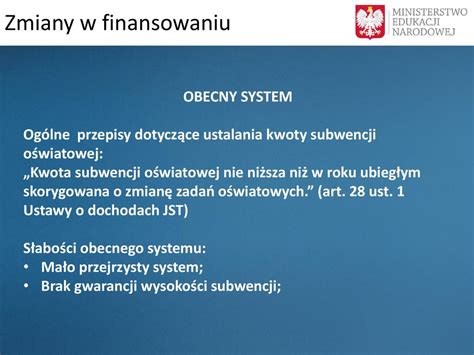 Przyszłe zmiany sposobu finansowania zadań oświatowych ppt pobierz