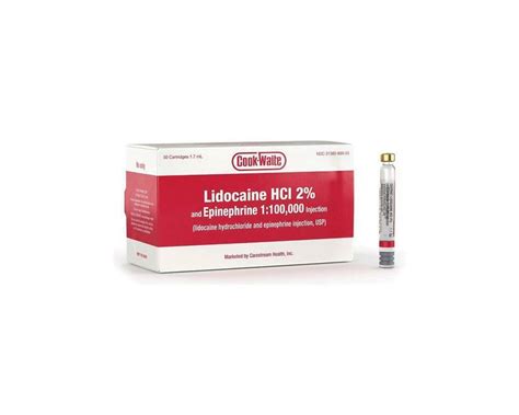 Lidocaine Red HCI 2 W Epinephrine 1 100 000 50 Pack Supply Clinic