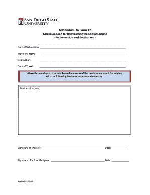 Fillable Online Bfa Sdsu Addendum To Form T Rev Fax Email