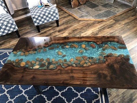 Resin Live Edge Coffee Table Stunning River Table Stone Coffee Or