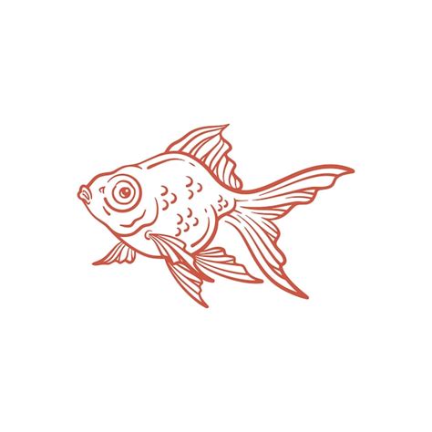 Premium Vector Hand Drawn Goldfish Line Art Goldfish Vector Illustration