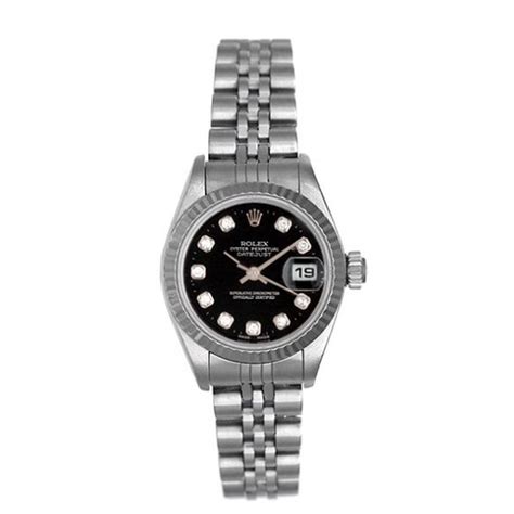 Ladies Rolex Datejust Watch 69174 Custom Black Diamond Dial