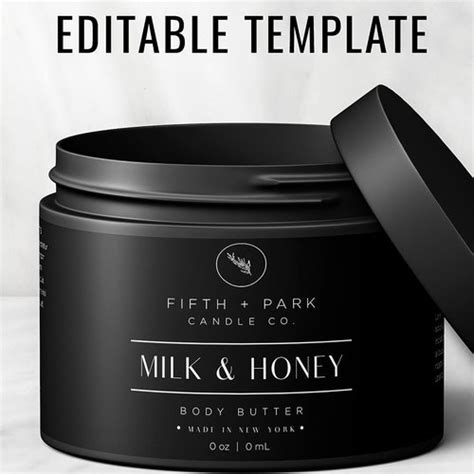 Editable Body Product Label Diy Body Butter Label Template Etsy