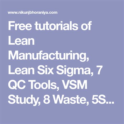 Free Tutorials Of Lean Manufacturing Lean Six Sigma 7 Qc Tools Vsm