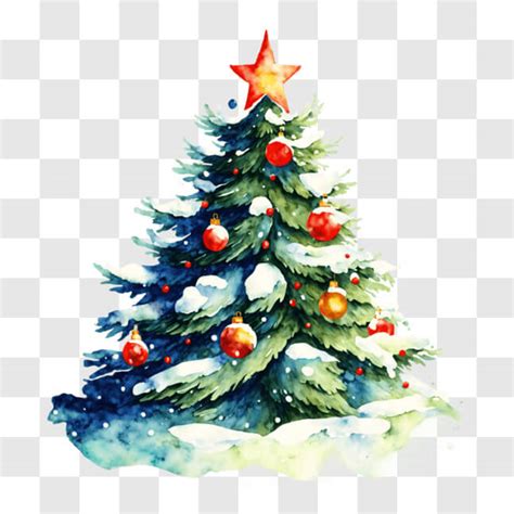 Baixe Árvore de Natal em Aquarela Festiva Decorada Enfeites e