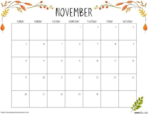 Free Printable November 2023 Calendars