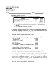 INCOME TAXATION Midterm Examination Converted Docx INCOME TAXATION