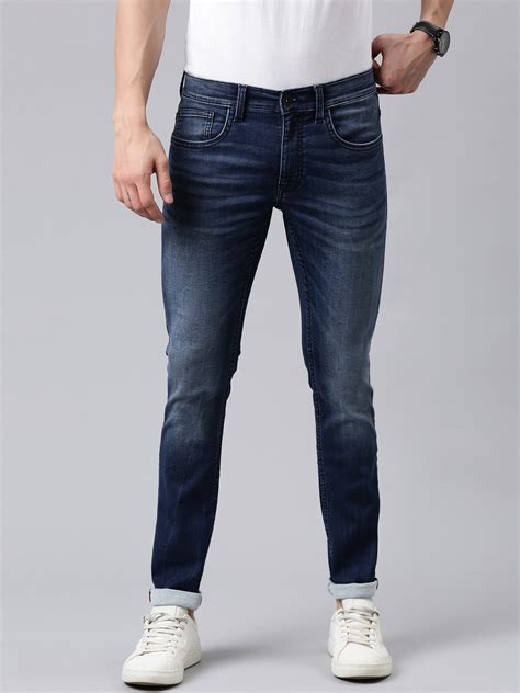 Buy American Bull Men Navy Blue Skinny Fit Low Rise Heavy Fade Jeans