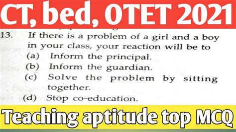 Teaching Aptitude Pedagogy For Ct Bed Otet Exam 2021 YouTube