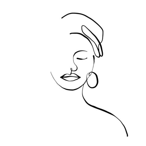 Woman Face Line Drawing Modern Abstract Minimalistic Women Faces Face