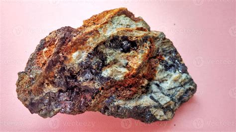 igneous andesite altered in hydrothermal alteration zone, with vein ...