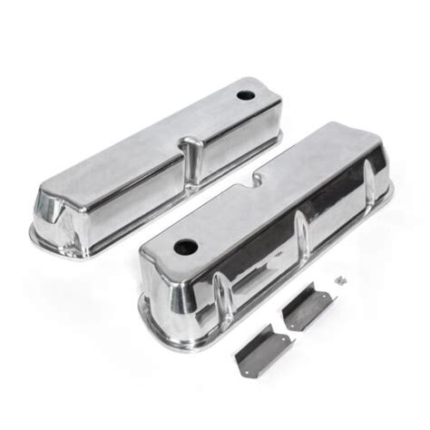 Ford Sb 289 302 351 Windsor Polished Aluminum Plain Valve Covers Tall W Hole Ebay