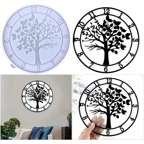 Arbres De Vie Ronds Et Horloge D Coration Murale Moule En R Sine