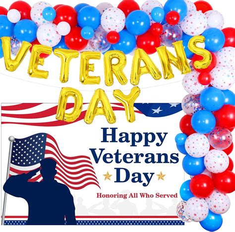 Happy Veterans Day Party Decorations, Red White and Blue Balloon ...