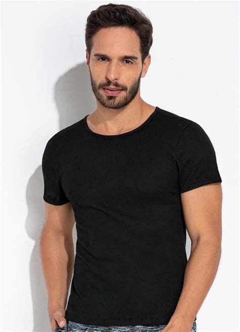 Blusa Preto Em Canelado Moda Pop