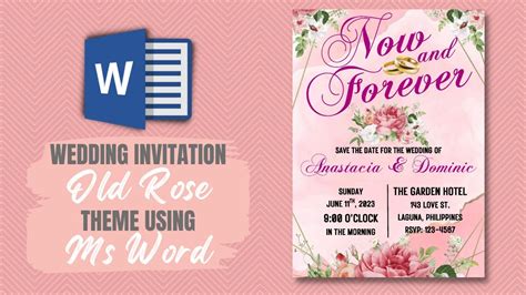 Old Rose Wedding Invitation Ms Word Tutorial Youtube