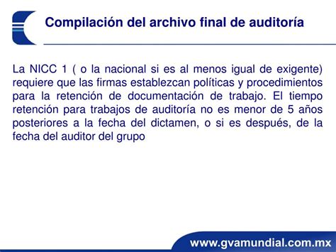 Ppt Norma Internacional De Auditor A Documentaci N De La