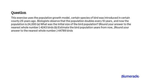 Solved This Exercise Uses The Population Growth Model Certain Species