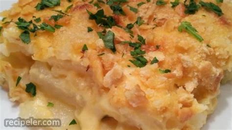 Parmesan Crusted Au Gratin Potatoes And Onion