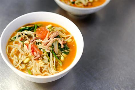 simple  delicious home cooked dishes noodles  clear soup hot