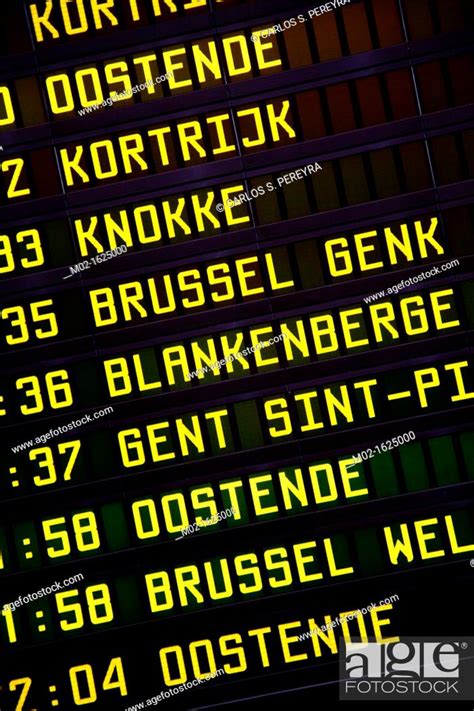 Destination information in a Belgian train station Europe, Stock Photo, Picture And Rights ...