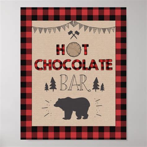 Hot Chocolate Bar Sign Lumberjack Cocoa Table Sign Zazzle