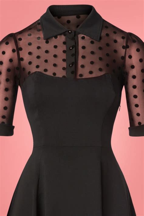 50s Wednesday Polkadot Skater Dress In Black