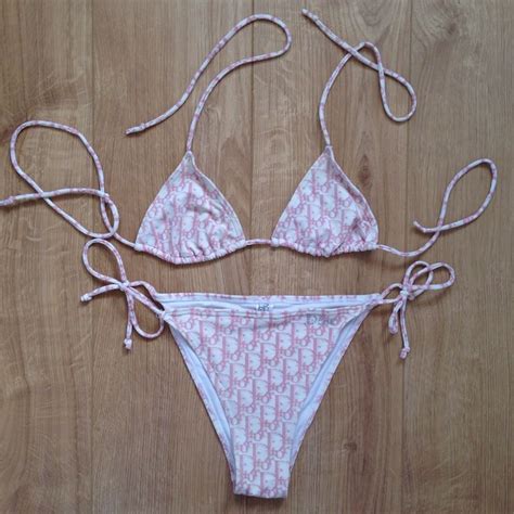 Vintage Christian Dior Monogram Pink Bikini Size M Depop In 2020