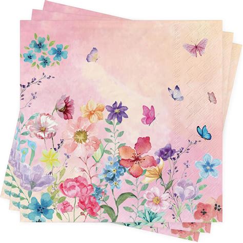 Easter Spring Bloom Floral Napkins 40Pcs Buscando Flower Buttery