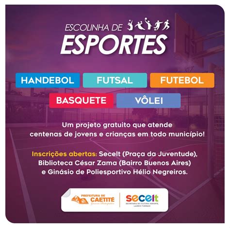 Agite sua vida estão abertas as inscrições das Escolinhas de Esportes