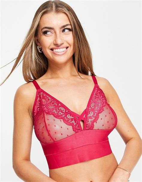 Tutti Rouge Fuller Bust Victoria Mesh And Lace Bralette With Extra Thick Longline Detail In