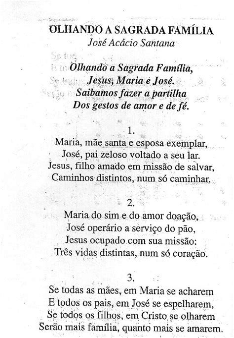 Olhando A Sagrada Familia Letra - Cantares para Deus: OLHANDO A SAGRADA FAMÍLIA