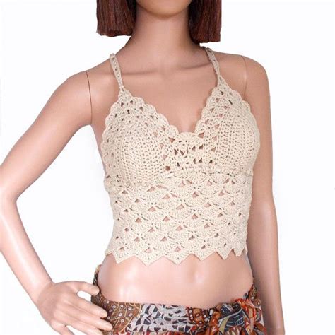 Boho Crochet Bralette Crop Top Cross Back Lace Festival Top Etsy