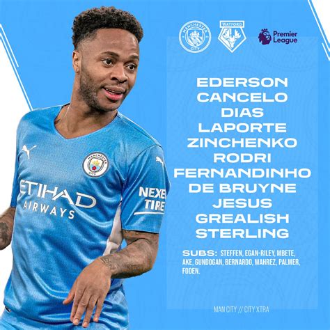 City Xtra On Twitter Official Mancity Starting Xi Vs Watford Https