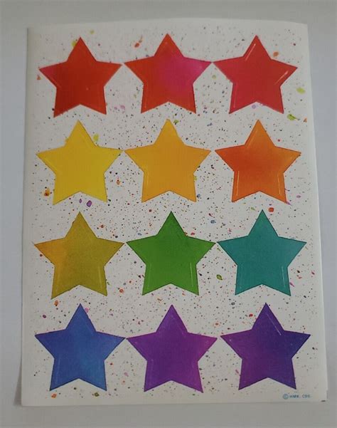 Vintage Hallmark Colorful Star Sticker Sheet Unused Ebay