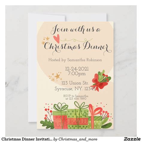 Christmas Dinner Invitation, Dinner Invitations, Custom Invitations ...