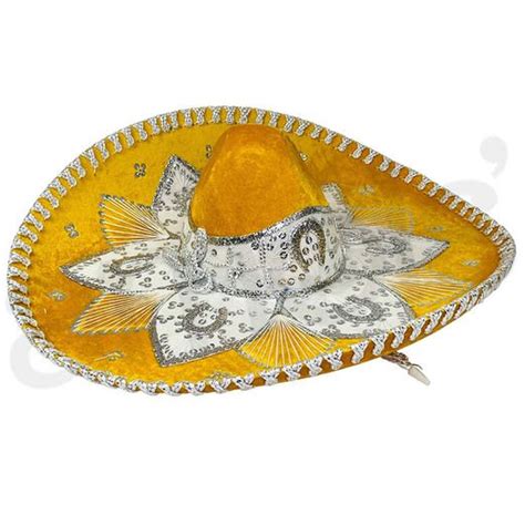 Yellow And Silver Mariachi Sombrero Fiesta Party Supplies