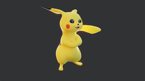 D Model Pikachu Pokemon Rigged D Model For Blender Vr Ar Low