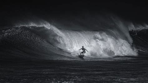 Person Surfing Sport Wave Black And White Surfing Sport Photography Big Wave Surfing