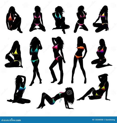 New Set Bikini Girls Silhouette Vector Royalty Free Stock Photos