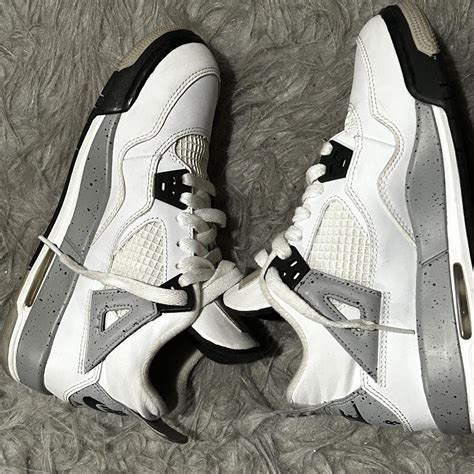 Jordan retro 4’s white cement Size 5 - Depop