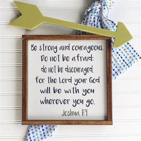 Bible Verse Sign Be Strong And Courageous Scripture Sign Nursery