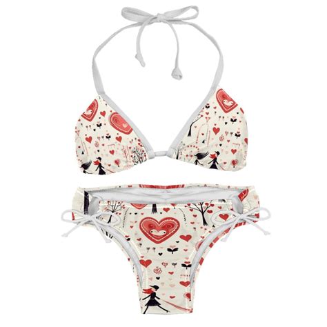 Valentine S Day Love Detachable Sponge Adjustable Strap Bikini Set Two