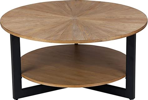 353 Round Coffee Table With 2 Tier Storage Farmhouse Living Room Cocktail Table With Black