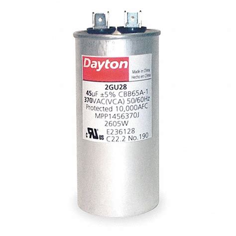 Dayton Motor Run Capacitor Microfarad Rating 60 Case Height 4 34 In