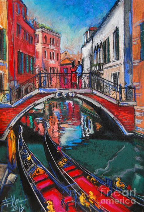 Two Gondolas In Venice Painting By Mona Edulesco