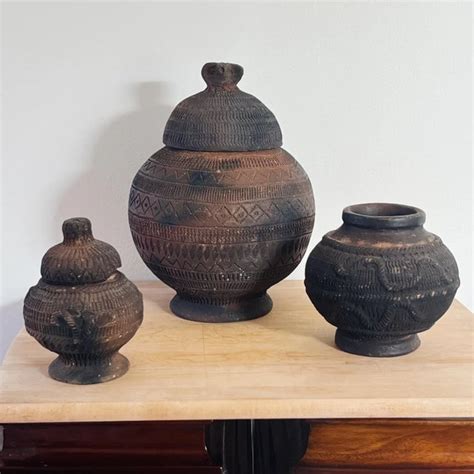 Late 19th Century Hand Thrown Kalinga Pottery Ceremonial Jars and ...