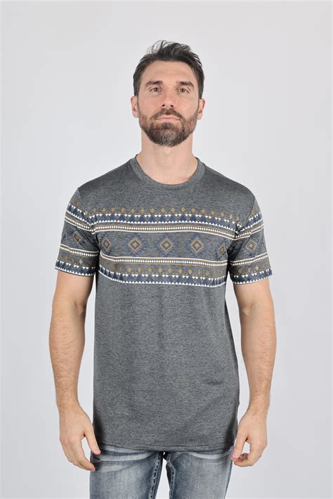 Mens Performance Fabric Modern Fit Stretch Aztec T Shirt Platini Fashion